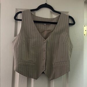 Sweet Rain Beige Pinstripe Vest